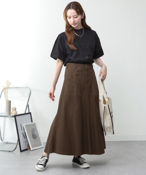 MARAI(マーライ)の「パフスリーブブラウス風カットソー(Tシャツ/カットソー・レディース・ミント/ホワイト/ブラック/チャコールグレー/グレー・LL~3L/4L~5L/M~L)」の12枚目の写真