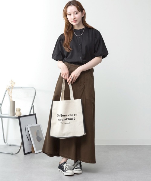 MARAI(マーライ)の「パフスリーブブラウス風カットソー(Tシャツ/カットソー・レディース・ミント/ホワイト/ブラック/チャコールグレー/グレー・LL~3L/4L~5L/M~L)」の11枚目の写真
