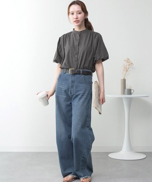 MARAI(マーライ)の「パフスリーブブラウス風カットソー(Tシャツ/カットソー・レディース・ミント/ホワイト/ブラック/チャコールグレー/グレー・LL~3L/4L~5L/M~L)」の15枚目の写真
