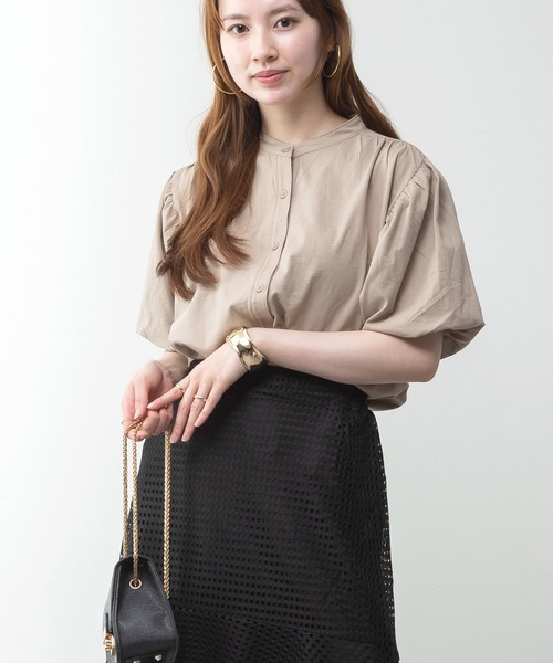 MARAI(マーライ)の「パフスリーブブラウス風カットソー(Tシャツ/カットソー・レディース・ミント/ホワイト/ブラック/チャコールグレー/グレー・LL~3L/4L~5L/M~L)」の18枚目の写真
