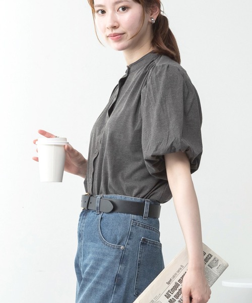 MARAI(マーライ)の「パフスリーブブラウス風カットソー(Tシャツ/カットソー・レディース・ミント/ホワイト/ブラック/チャコールグレー/グレー・LL~3L/4L~5L/M~L)」の14枚目の写真