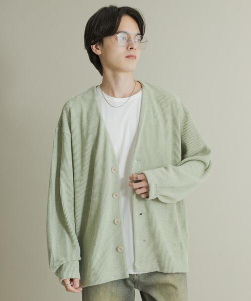 SENSE OF PLACE by URBAN RESEARCH(センスオブプレイスバイアーバンリサーチ)の「ウールタッチジャージカーディガン(カーディガン/ボレロ・メンズ・ブラック/グレー/ミント・MEDIUM/LARGE)」の3枚目の写真