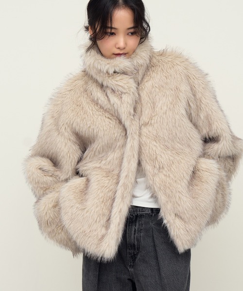 セール】【NOGLE/ノグル】スタンドミックスファーコート（ブルゾン