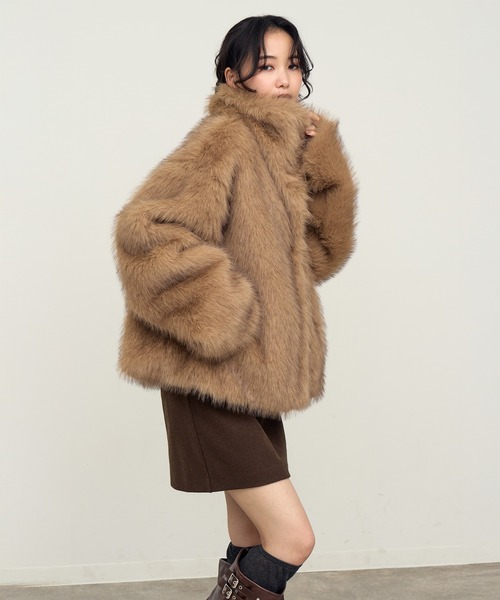 セール】【NOGLE/ノグル】スタンドミックスファーコート（ブルゾン