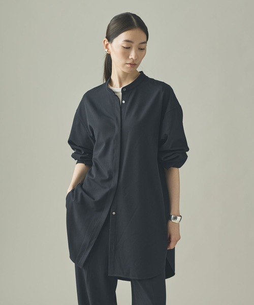 Curensology(カレンソロジー)の「Curensology(カレンソロジー)/ウールライクストレッチシャツ(シャツ/ブラウス・レディース・ネイビー/アイボリー・FREE)」の15枚目の写真