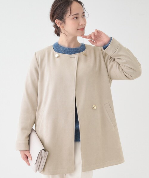 DRESKIP(ドレスキップ)の「【S-LL】上品さを纏う やわらかフェイクスエード ミドル丈ブルゾン(ブルゾン・レディース・ライトベージュ/ライトブルー/チャコールグレー・02/01/04/03)」の2枚目の写真