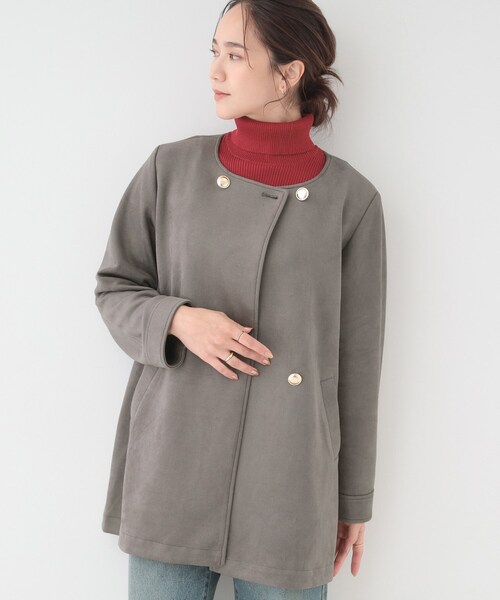 セール】【S-LL】上品さを纏う やわらかフェイクスエード ミドル丈