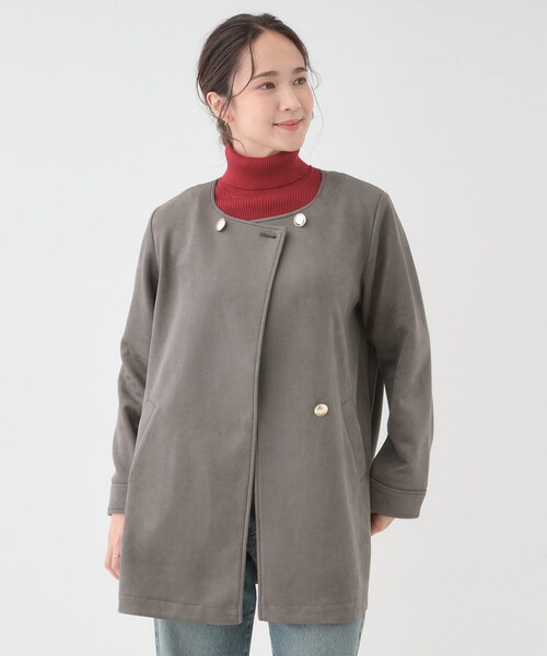 DRESKIP(ドレスキップ)の「【S-LL】上品さを纏う やわらかフェイクスエード ミドル丈ブルゾン(ブルゾン・レディース・ライトベージュ/ライトブルー/チャコールグレー・02/01/04/03)」の7枚目の写真