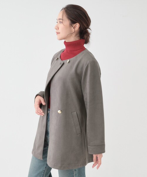 DRESKIP(ドレスキップ)の「【S-LL】上品さを纏う やわらかフェイクスエード ミドル丈ブルゾン(ブルゾン・レディース・ライトベージュ/ライトブルー/チャコールグレー・02/01/04/03)」の8枚目の写真