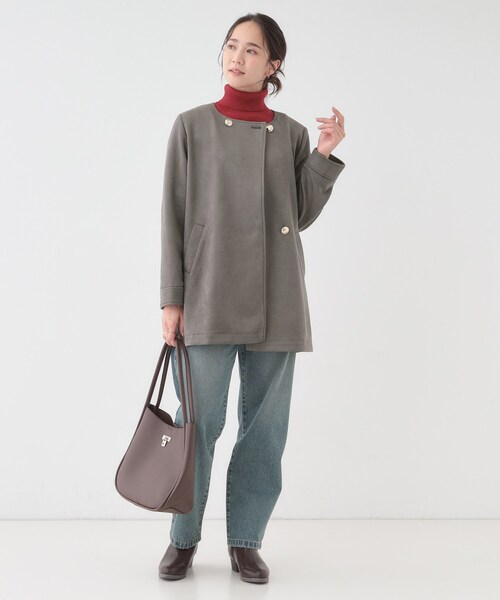 DRESKIP(ドレスキップ)の「【S-LL】上品さを纏う やわらかフェイクスエード ミドル丈ブルゾン(ブルゾン・レディース・ライトベージュ/ライトブルー/チャコールグレー・02/01/04/03)」の9枚目の写真