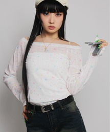 【 IMARI / イマリ 】 ドーパミン カラフル スター シアー ロング スリーブ TEE #