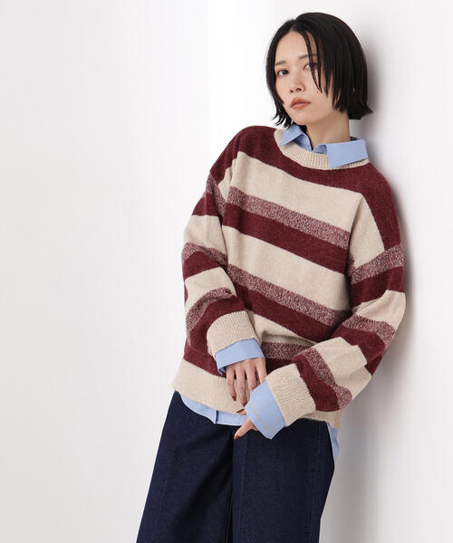 N.（N. Natural Beauty Basic）（エヌエヌナチュラルビューティーベーシック）の「ヘアリーボーダーニット（ニット/セーター・レディース・ベージュ系その他/ブルー系その他/ブラウン系その他・MEDIUM）」の11枚目の写真