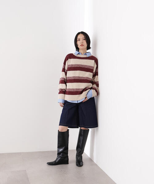 N.（N. Natural Beauty Basic）（エヌエヌナチュラルビューティーベーシック）の「ヘアリーボーダーニット（ニット/セーター・レディース・ベージュ系その他/ブルー系その他/ブラウン系その他・MEDIUM）」の12枚目の写真