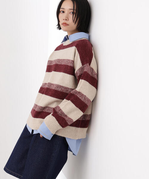 N.（N. Natural Beauty Basic）（エヌエヌナチュラルビューティーベーシック）の「ヘアリーボーダーニット（ニット/セーター・レディース・ベージュ系その他/ブルー系その他/ブラウン系その他・MEDIUM）」の13枚目の写真