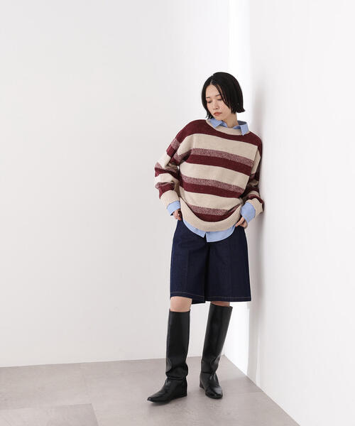 N.（N. Natural Beauty Basic）（エヌエヌナチュラルビューティーベーシック）の「ヘアリーボーダーニット（ニット/セーター・レディース・ベージュ系その他/ブルー系その他/ブラウン系その他・MEDIUM）」の15枚目の写真