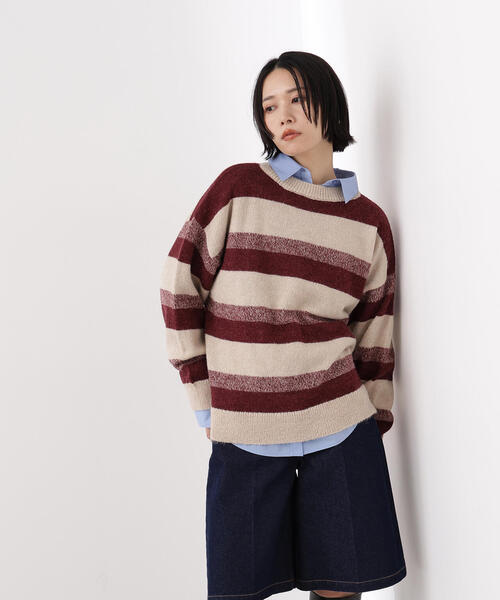 N.（N. Natural Beauty Basic）（エヌエヌナチュラルビューティーベーシック）の「ヘアリーボーダーニット（ニット/セーター・レディース・ベージュ系その他/ブルー系その他/ブラウン系その他・MEDIUM）」の16枚目の写真