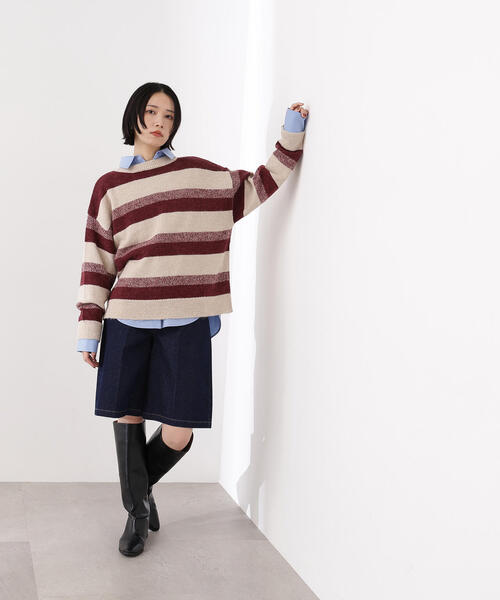 N.（N. Natural Beauty Basic）（エヌエヌナチュラルビューティーベーシック）の「ヘアリーボーダーニット（ニット/セーター・レディース・ベージュ系その他/ブルー系その他/ブラウン系その他・MEDIUM）」の19枚目の写真