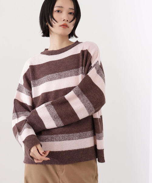 N.（N. Natural Beauty Basic）（エヌエヌナチュラルビューティーベーシック）の「ヘアリーボーダーニット（ニット/セーター・レディース・ベージュ系その他/ブルー系その他/ブラウン系その他・MEDIUM）」の4枚目の写真