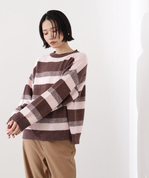 N.（N. Natural Beauty Basic）（エヌエヌナチュラルビューティーベーシック）の「ヘアリーボーダーニット（ニット/セーター・レディース・ベージュ系その他/ブルー系その他/ブラウン系その他・MEDIUM）」の7枚目の写真