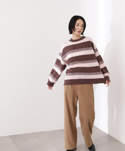 N.（N. Natural Beauty Basic）（エヌエヌナチュラルビューティーベーシック）の「ヘアリーボーダーニット（ニット/セーター・レディース・ベージュ系その他/ブルー系その他/ブラウン系その他・MEDIUM）」の9枚目の写真