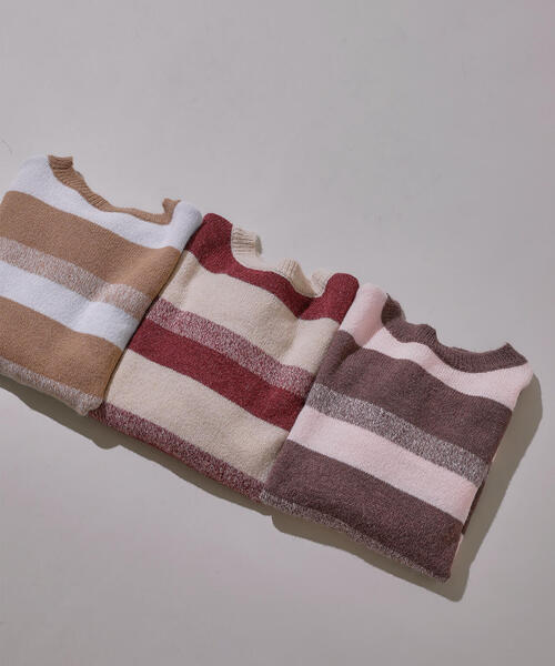 N.（N. Natural Beauty Basic）（エヌエヌナチュラルビューティーベーシック）の「ヘアリーボーダーニット（ニット/セーター・レディース・ベージュ系その他/ブルー系その他/ブラウン系その他・MEDIUM）」の2枚目の写真