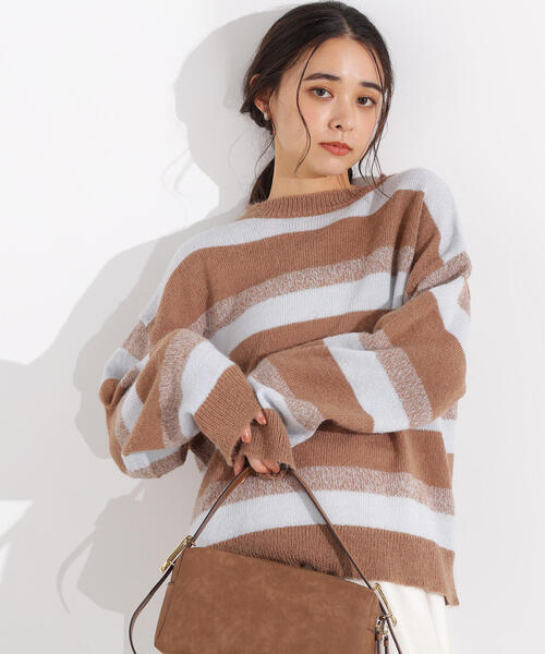 N.（N. Natural Beauty Basic）（エヌエヌナチュラルビューティーベーシック）の「ヘアリーボーダーニット（ニット/セーター・レディース・ベージュ系その他/ブルー系その他/ブラウン系その他・MEDIUM）」の3枚目の写真