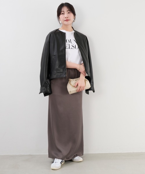 マイカアンドディール　ブルゾン フェイクレザーノーカラーブルゾン（ブルゾン）｜MICA&DEAL