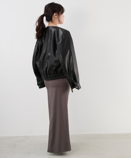 フェイクレザーノーカラーブルゾン（ブルゾン）｜MICA&DEAL