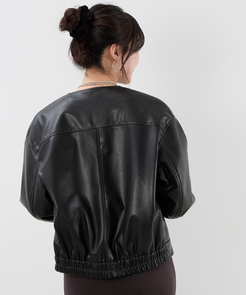 フェイクレザーノーカラーブルゾン（ブルゾン）｜MICA&DEAL