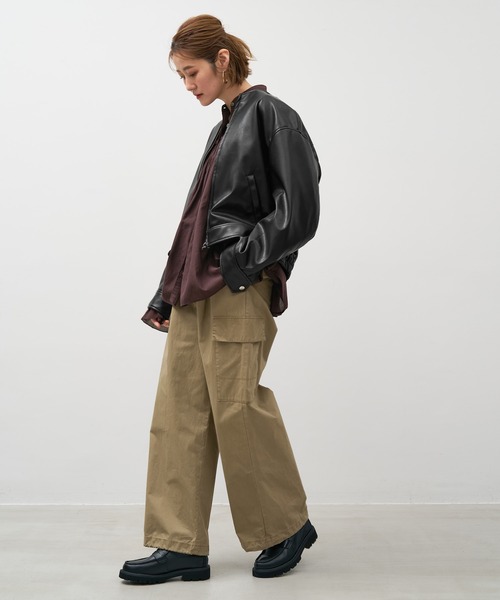 セール】フェイクレザーノーカラーブルゾン（ブルゾン）｜MICA&DEAL