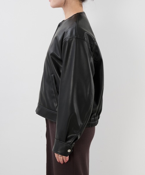 フェイクレザーノーカラーブルゾン（ブルゾン）｜MICA&DEAL