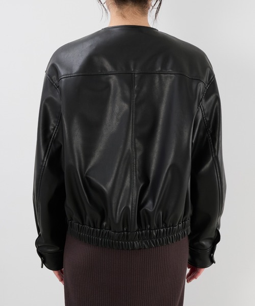 マイカアンドディール　ブルゾン フェイクレザーノーカラーブルゾン（ブルゾン）｜MICA&DEAL