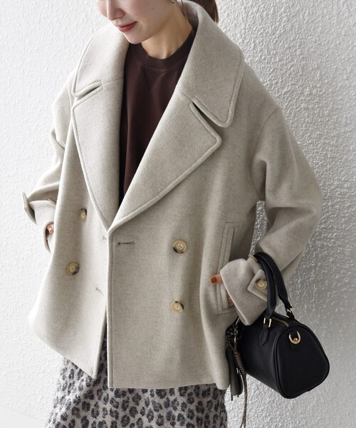 SHIPS any: カシミヤ ミックス テーラード ショート Pコート