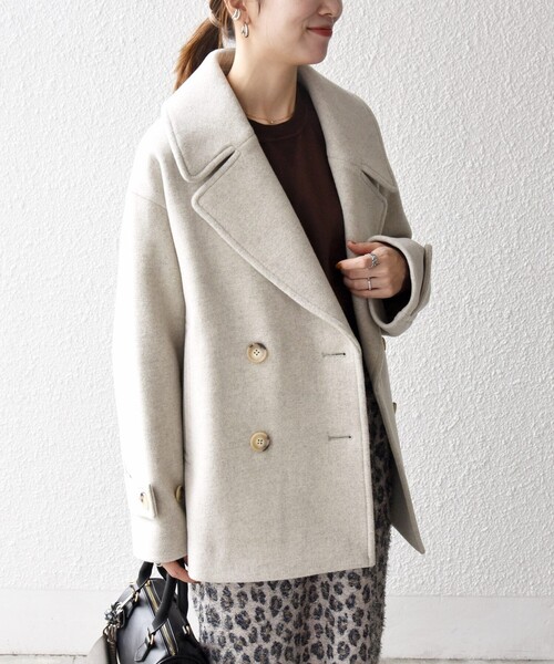 SHIPS any: カシミヤ ミックス テーラード ショート Pコート