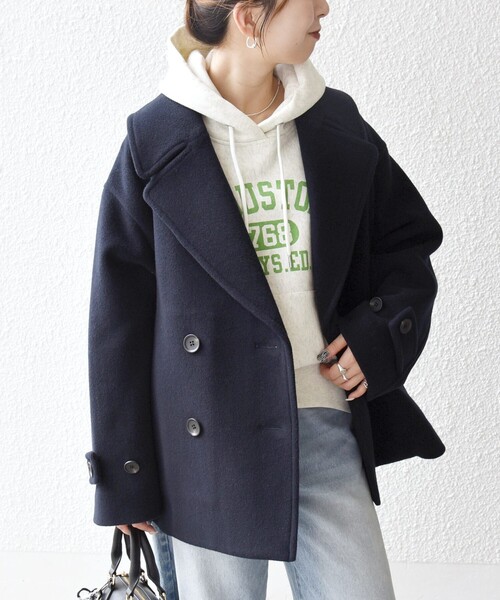 SHIPS any: カシミヤ ミックス テーラード ショート Pコート