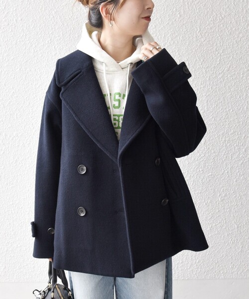 SHIPS any: カシミヤ ミックス テーラード ショート Pコート