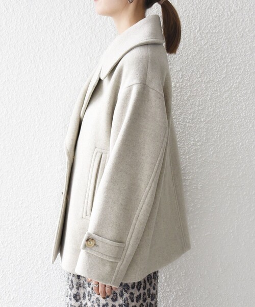 SHIPS any: カシミヤ ミックス テーラード ショート Pコート