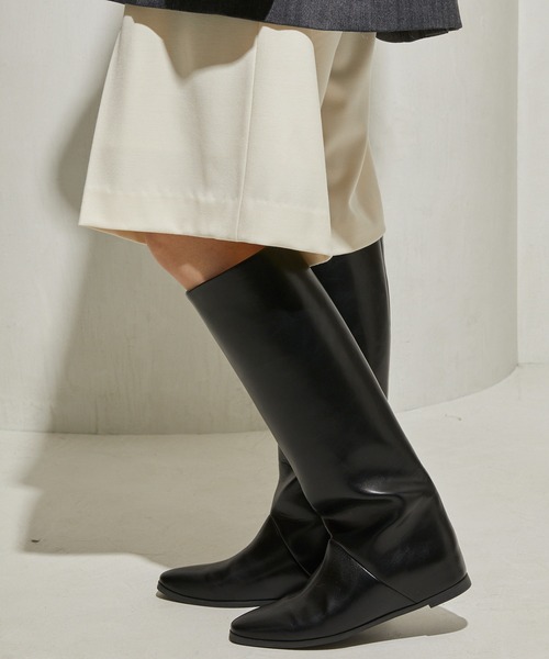 ATELIER BRUGGE（アトリエブルージュ）の「ATELIER BRUGGE/アトリエブルージュ インヒールロングブーツ(22.5cm～24.5cmサイズ展開)（ブーツ・レディース・ブラウン/ブラック・SMALL/MEDIUM/LARGE）」の17枚目の写真