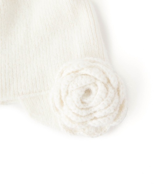 Casselini（キャセリーニ）の「Casselini(キャセリーニ)フラワーニット帽（ニットキャップ/ビーニー・レディース・ホワイト/ブラック・FREE）」の14枚目の写真