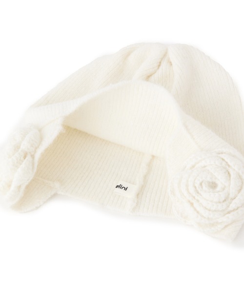 Casselini（キャセリーニ）の「Casselini(キャセリーニ)フラワーニット帽（ニットキャップ/ビーニー・レディース・ホワイト/ブラック・FREE）」の16枚目の写真