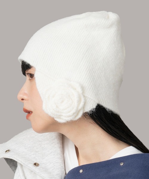 Casselini(キャセリーニ)フラワーニット帽（ニットキャップ/ビーニー