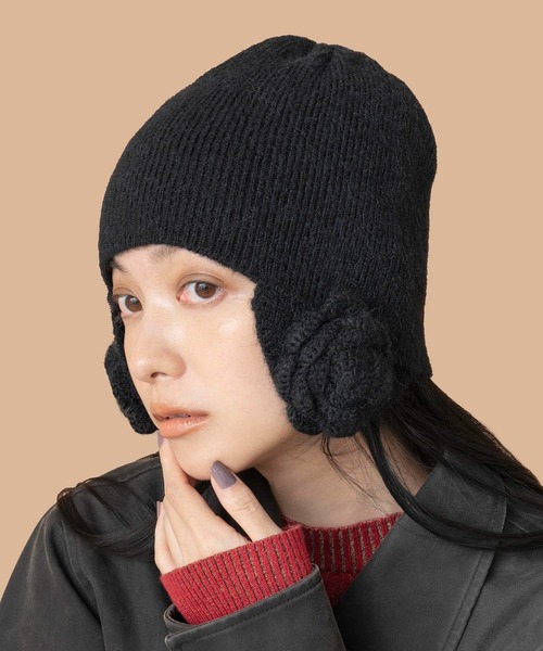 Casselini(キャセリーニ)フラワーニット帽（ニットキャップ/ビーニー