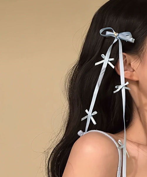 urge select】リボンモチーフ ロングリボン ヘアクリップ【6色展開