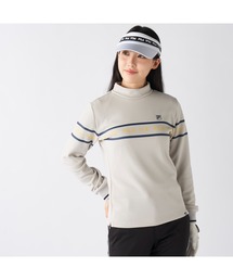 FILA GOLF フィラゴルフ ゴルフウェア ロゴ プリント ライン入り ストレッチ UVカット 保温 裏起毛長袖 ハイネック シャツ