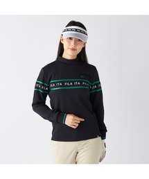 FILA GOLF フィラゴルフ ゴルフウェア ロゴ プリント ライン入り ストレッチ UVカット 保温 裏起毛長袖 ハイネック シャツ