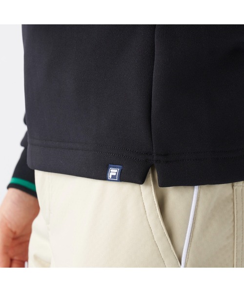 FILA GOLF(フィラゴルフ )の「FILA GOLF フィラゴルフ ゴルフウェア ロゴ プリント ライン入り ストレッチ UVカット 保温 裏起毛長袖 ハイネック シャツ(スウェット・レディース・ブラック/オフホワイト/グレー・M/L/LL)」の22枚目の写真