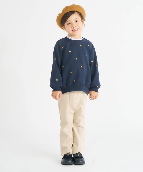 apres les cours（アプレレクール）の「アソート総柄刺繍レイヤードトレーナー（スウェット・キッズ・ネイビー/ピンク/クリーム/グレー・80/90/100/110/120/130/140）」の5枚目の写真