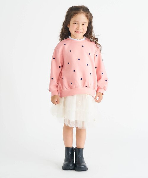 apres les cours（アプレレクール）の「アソート総柄刺繍レイヤードトレーナー（スウェット・キッズ・ネイビー/ピンク/クリーム/グレー・80/90/100/110/120/130/140）」の7枚目の写真
