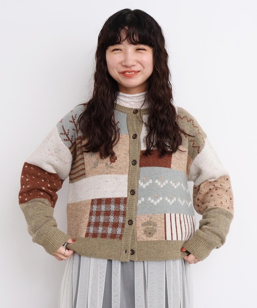 l'atelier du savon（アトリエドサボン）の「_カラフルジャガードカーディガン（カーディガン/ボレロ・レディース・ブラウン/グレー・FREE）」の15枚目の写真