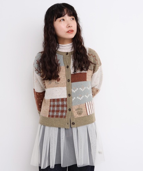 l'atelier du savon（アトリエドサボン）の「_カラフルジャガードカーディガン（カーディガン/ボレロ・レディース・ブラウン/グレー・FREE）」の17枚目の写真